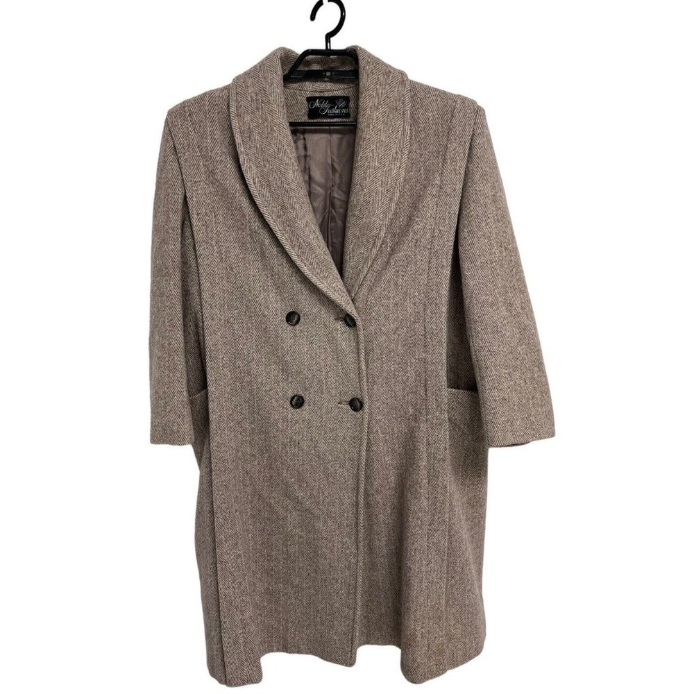 Noble Fashions Women's Light Brown Double Breasted Long Trench Coat Size L/XL